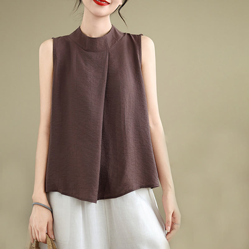 Cotton Linen Stand Collar Minimalist Mindful Meditation Vest