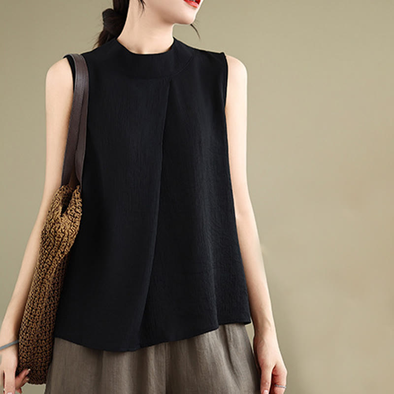 Cotton Linen Stand Collar Minimalist Mindful Meditation Vest