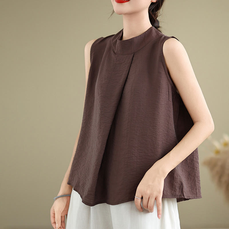 Cotton Linen Stand Collar Minimalist Mindful Meditation Vest