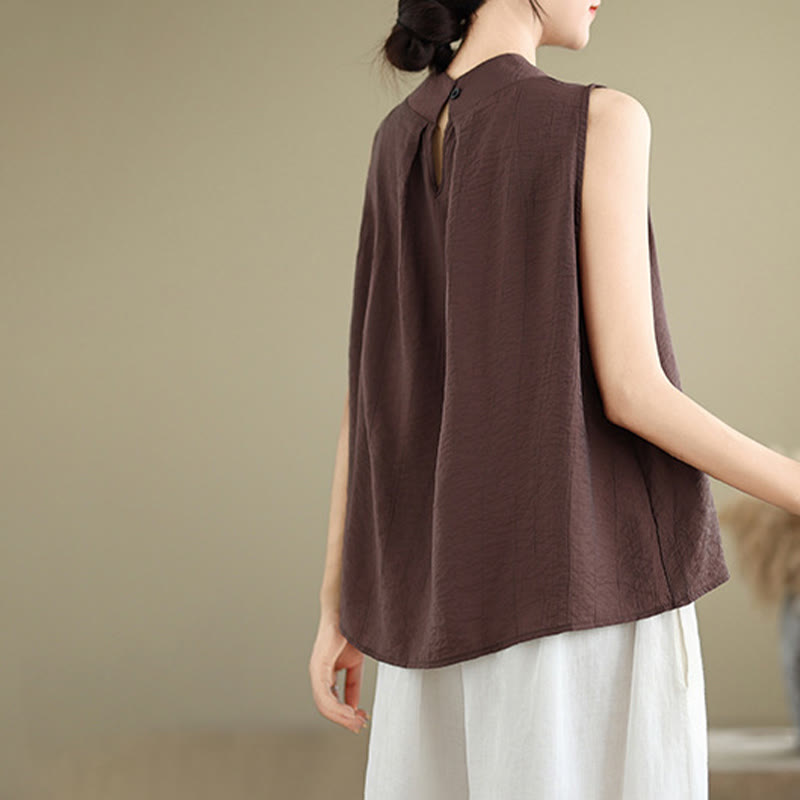 Cotton Linen Stand Collar Minimalist Mindful Meditation Vest