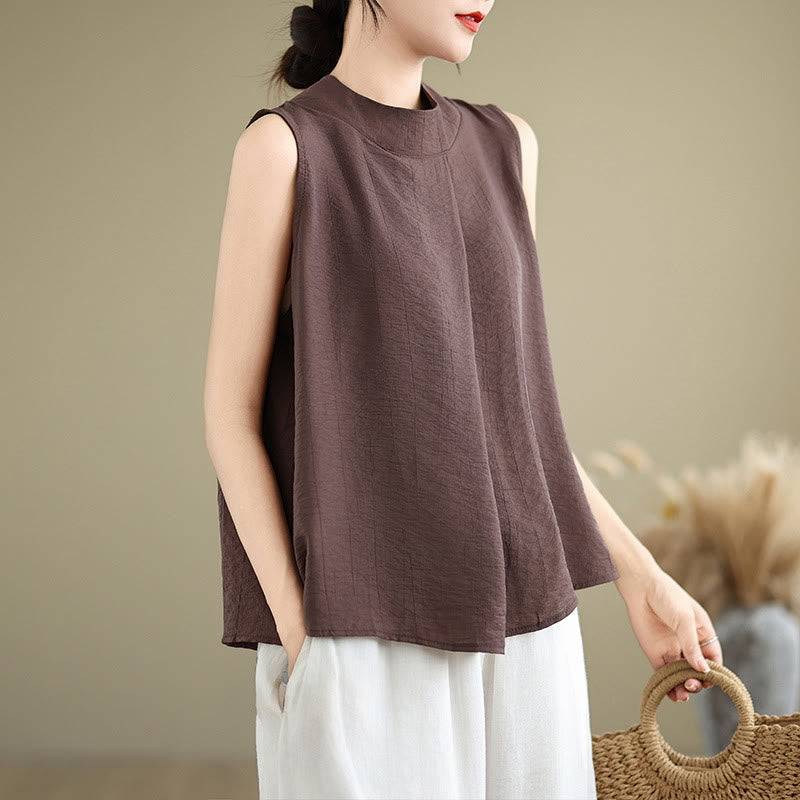 Cotton Linen Stand Collar Minimalist Mindful Meditation Vest