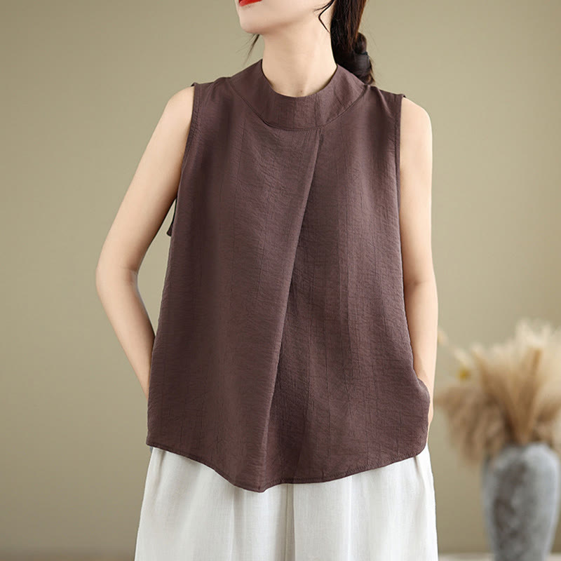 Cotton Linen Stand Collar Minimalist Mindful Meditation Vest