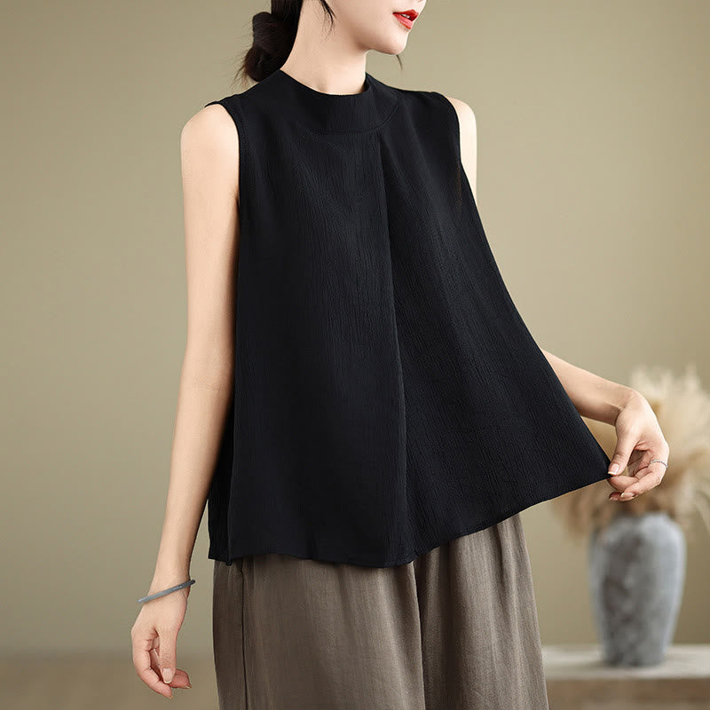 Cotton Linen Stand Collar Minimalist Mindful Meditation Vest