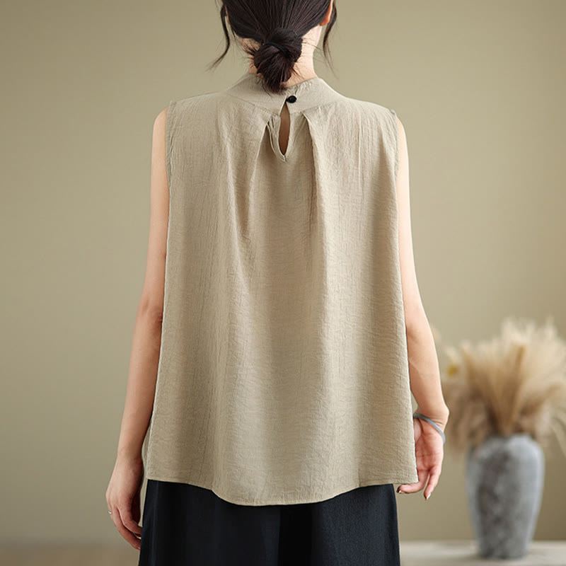 Cotton Linen Stand Collar Minimalist Mindful Meditation Vest