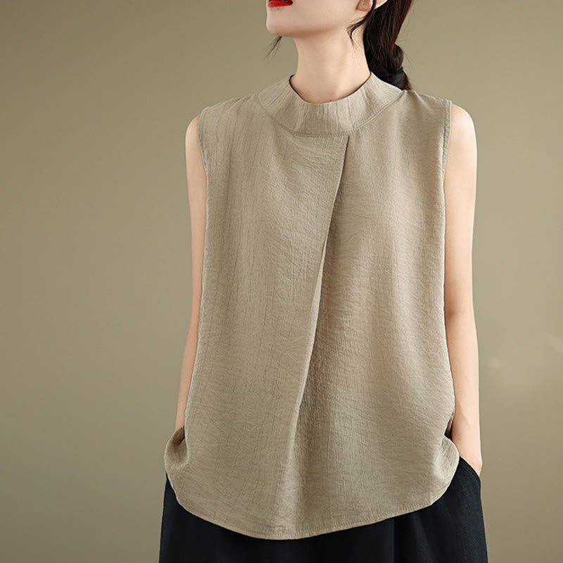 Cotton Linen Stand Collar Minimalist Mindful Meditation Vest