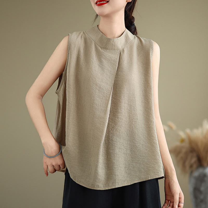 Cotton Linen Stand Collar Minimalist Mindful Meditation Vest