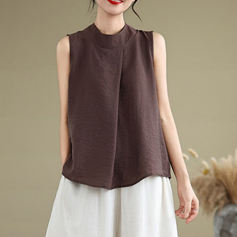 Cotton Linen Stand Collar Minimalist Mindful Meditation Vest