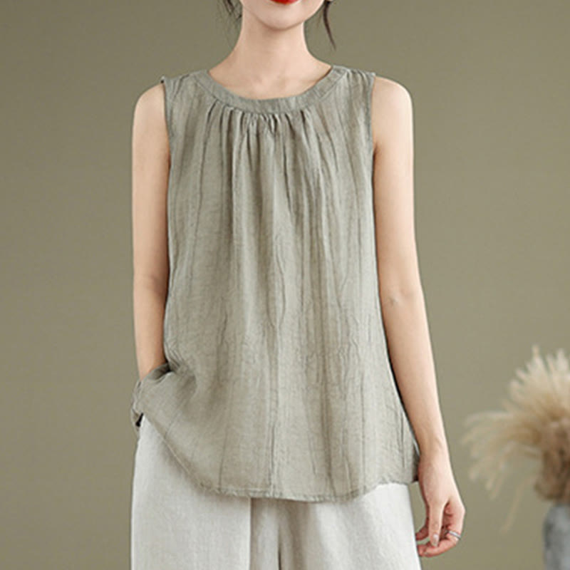 Cotton Linen Sleeveless Minimalist Meditation Vest