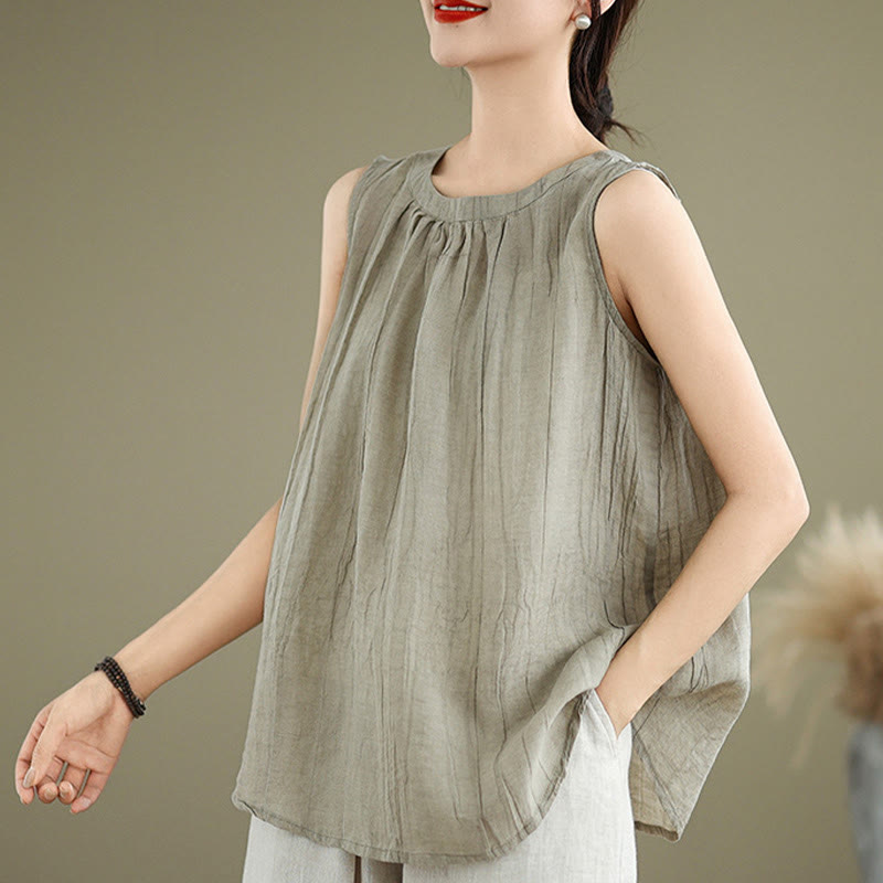 Cotton Linen Sleeveless Minimalist Meditation Vest