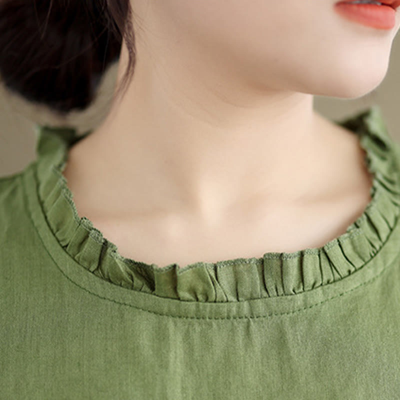 Lightweight Cotton Linen Ruffled Drawstring Meditation Vest