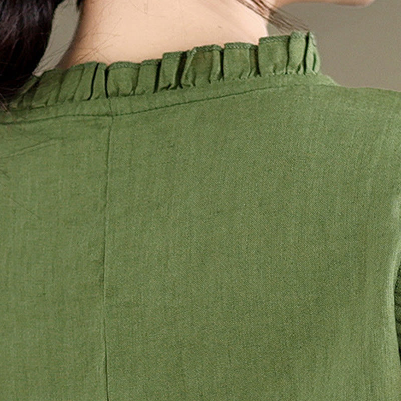 Lightweight Cotton Linen Ruffled Drawstring Meditation Vest