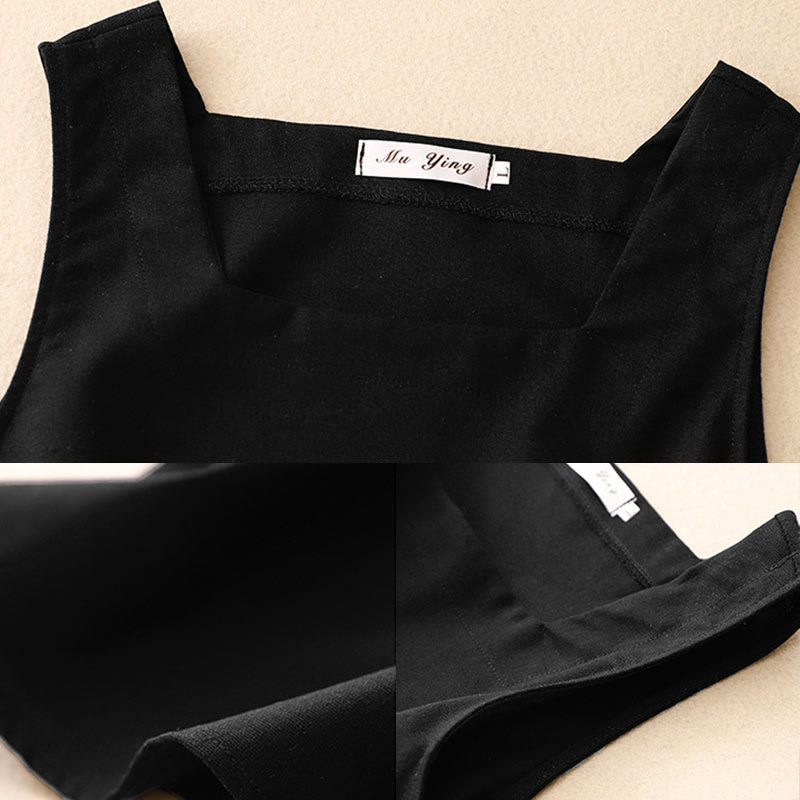 Breathable Cotton Linen Square Neck Meditation Vest