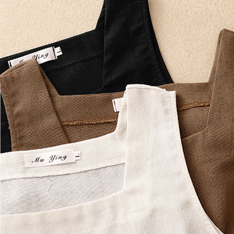 Breathable Cotton Linen Square Neck Meditation Vest