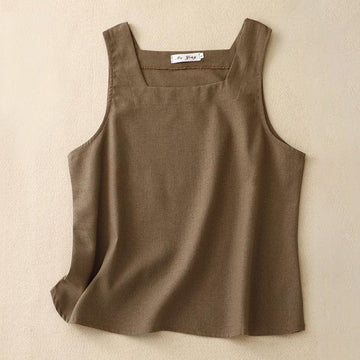 Breathable Cotton Linen Square Neck Meditation Vest