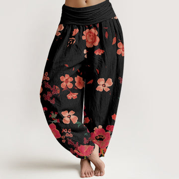 Tactile Cotton Floral Print Mindful Movement Harem Pants