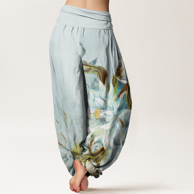 Breathable Cotton Epiphyllum Print Mindful Harem Pants