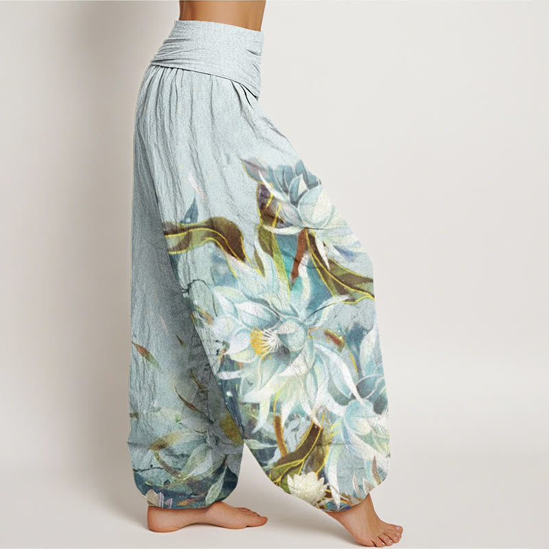 Breathable Cotton Epiphyllum Print Mindful Harem Pants