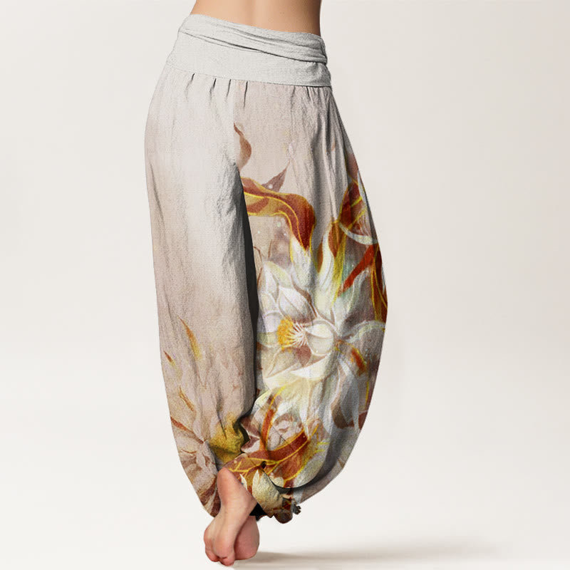 Breathable Cotton Epiphyllum Print Mindful Harem Pants