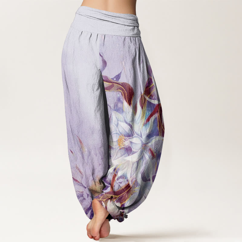 Breathable Cotton Epiphyllum Print Mindful Harem Pants