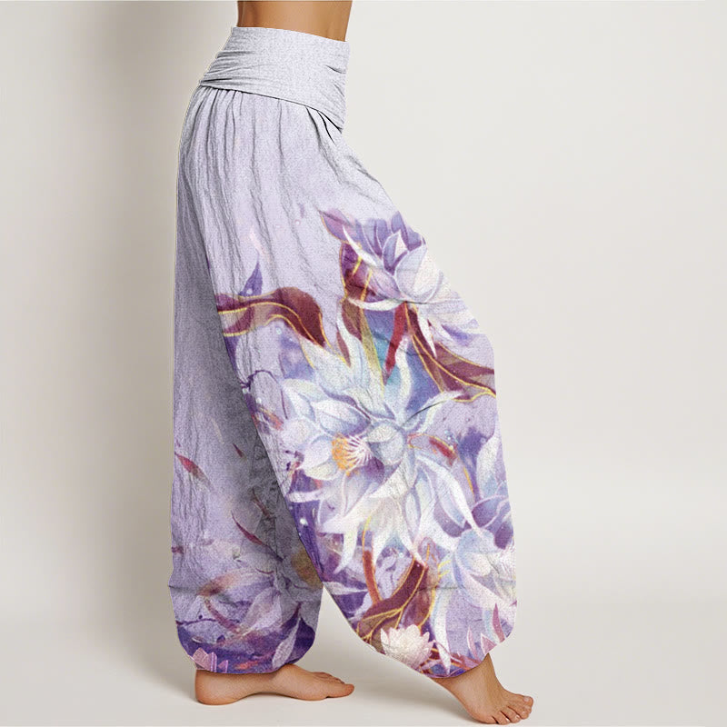 Breathable Cotton Epiphyllum Print Mindful Harem Pants