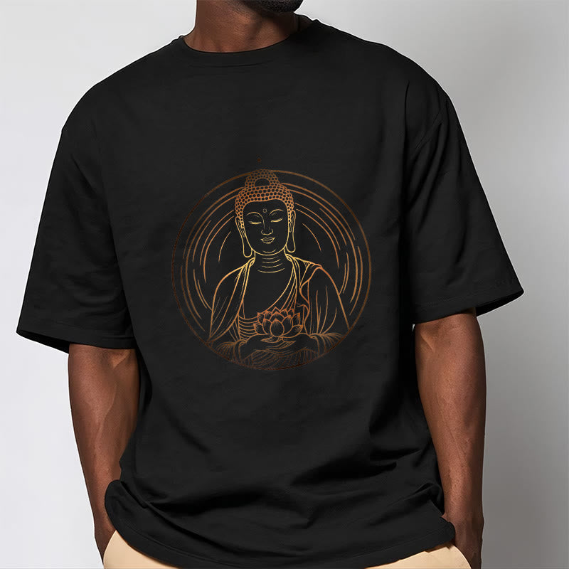 Tactile Cotton Crew Neck Lotus Buddha Graphic Tee