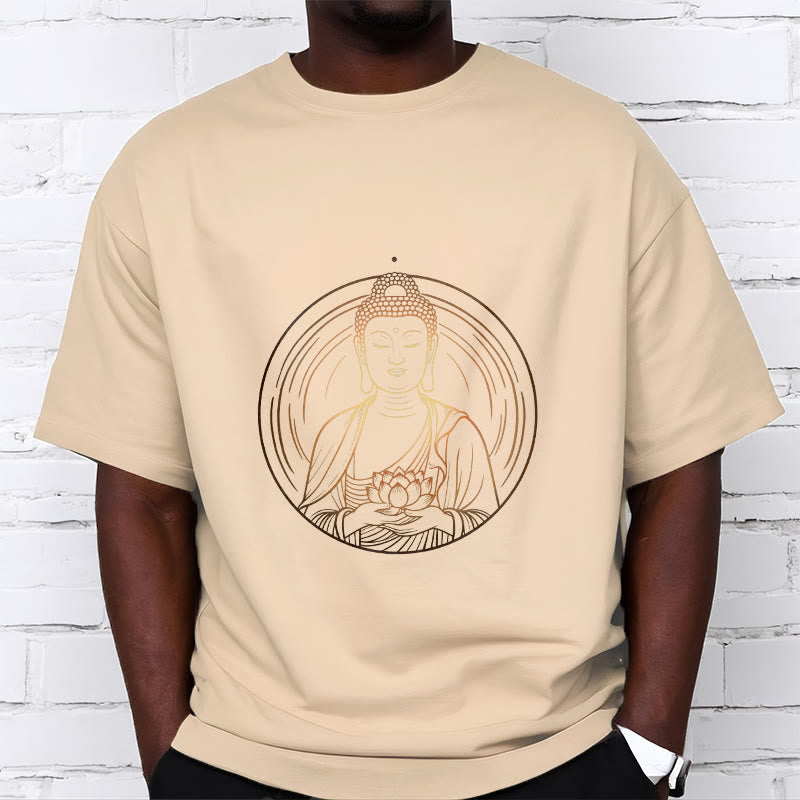 Tactile Cotton Crew Neck Lotus Buddha Graphic Tee