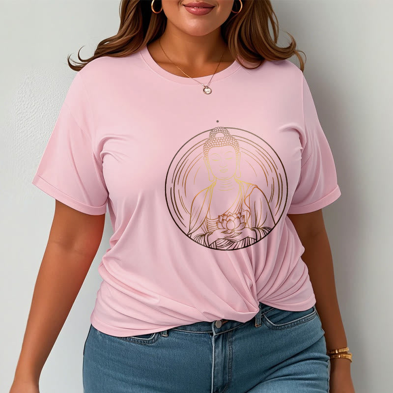 Tactile Cotton Crew Neck Lotus Buddha Graphic Tee