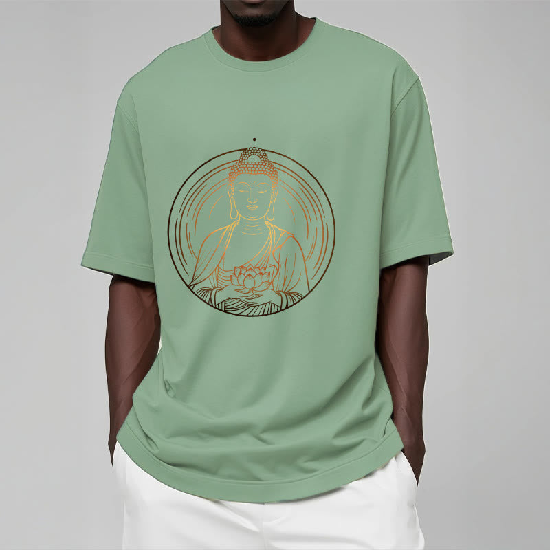 Tactile Cotton Crew Neck Lotus Buddha Graphic Tee