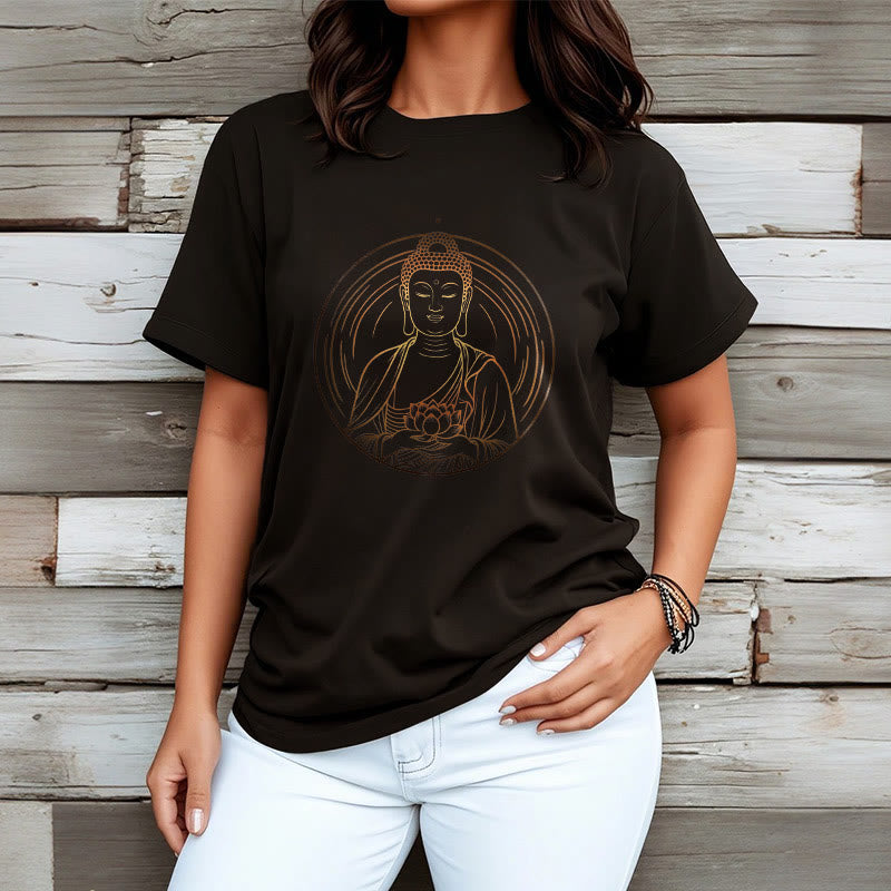 Tactile Cotton Crew Neck Lotus Buddha Graphic Tee
