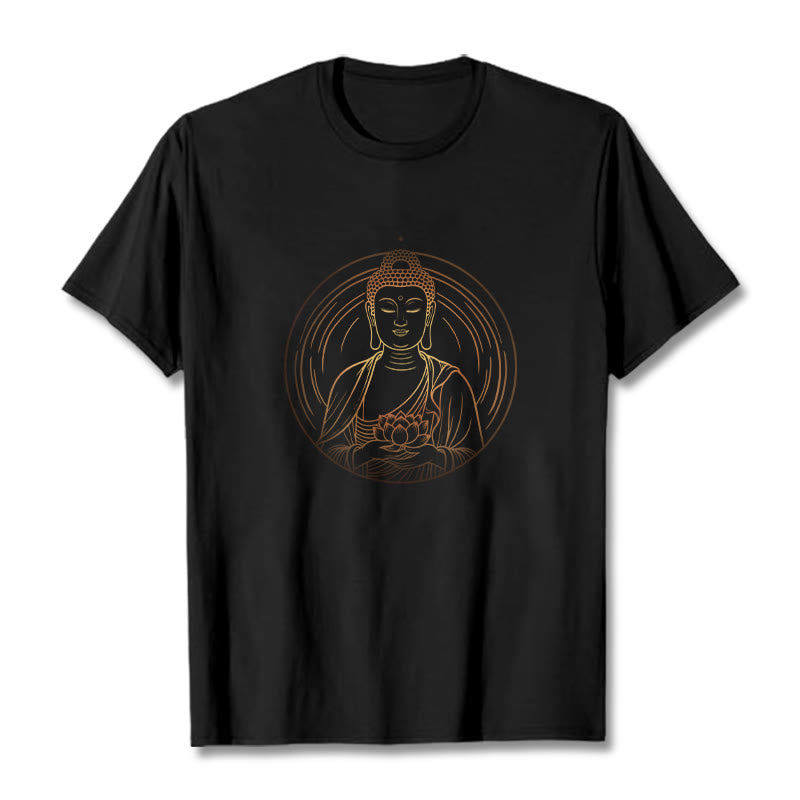 Tactile Cotton Crew Neck Lotus Buddha Graphic Tee