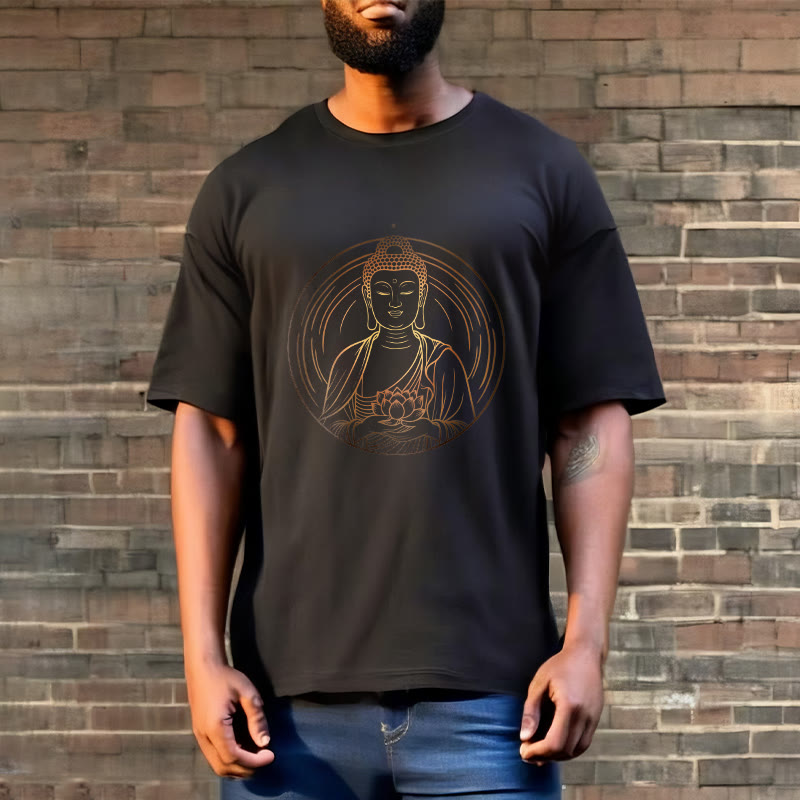 Tactile Cotton Crew Neck Lotus Buddha Graphic Tee