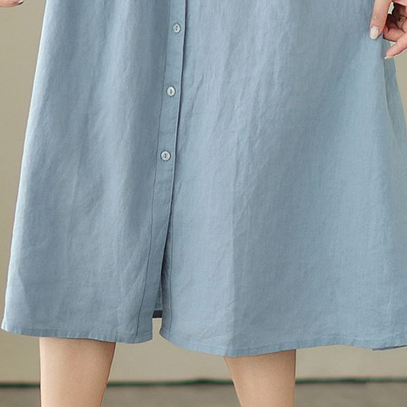 Cotton Linen Pleated Sleeveless Meditation Midi Dress