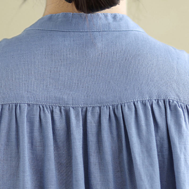 Cotton Linen Pleated Sleeveless Meditation Midi Dress