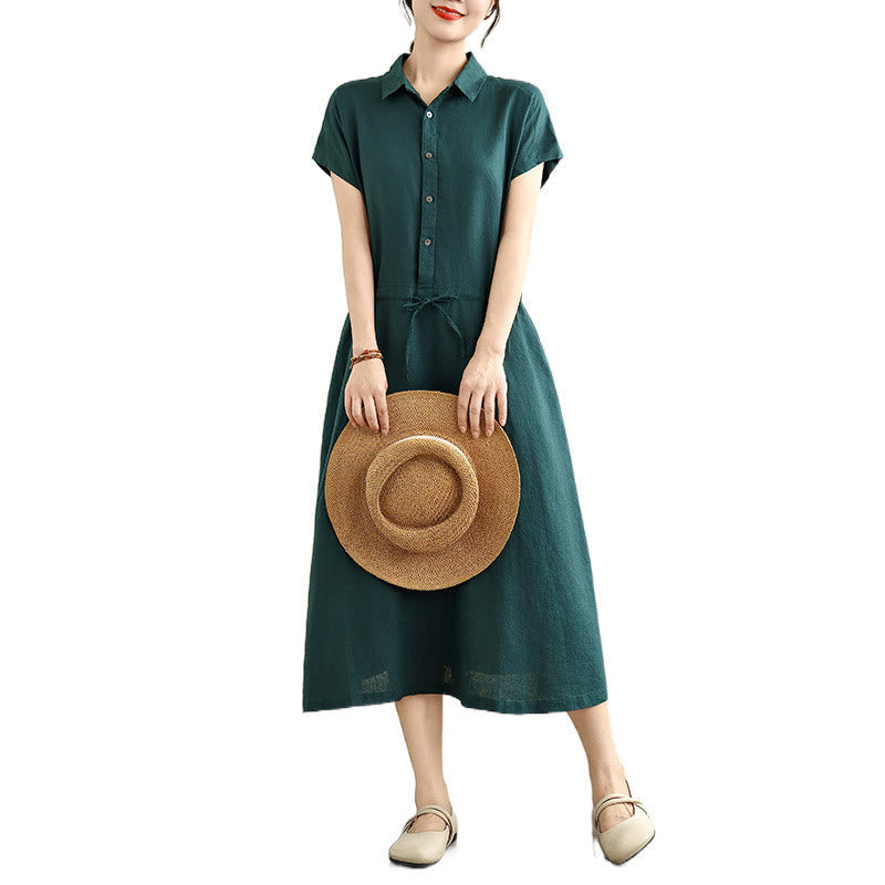 Breathable Cotton Linen Minimalist Grounding Midi Dress