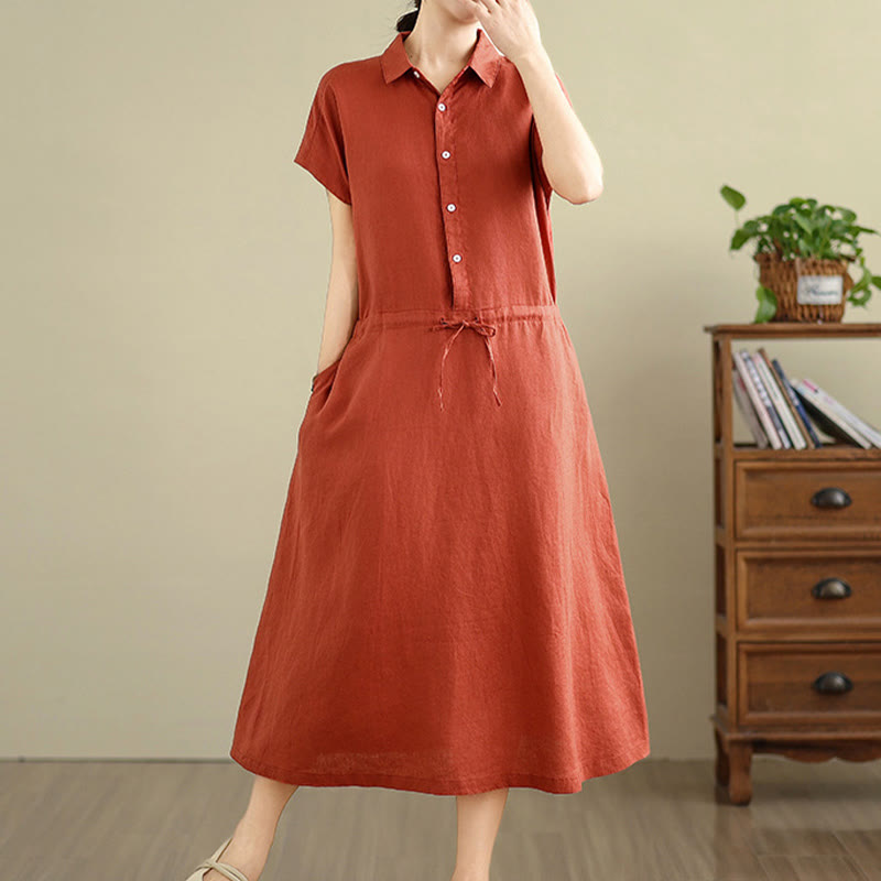 Breathable Cotton Linen Minimalist Grounding Midi Dress