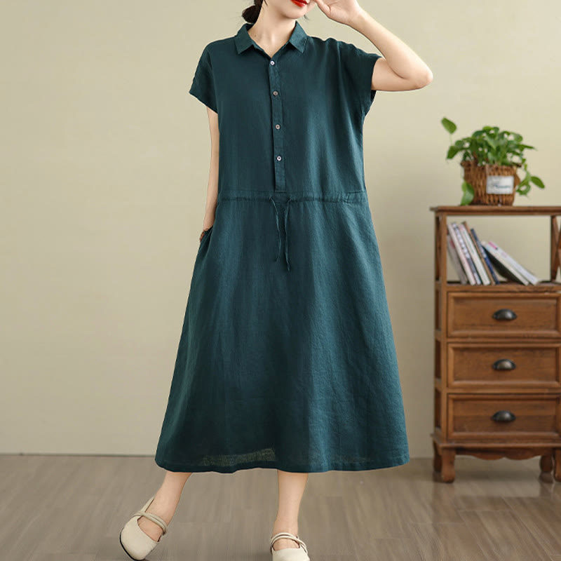 Breathable Cotton Linen Minimalist Grounding Midi Dress