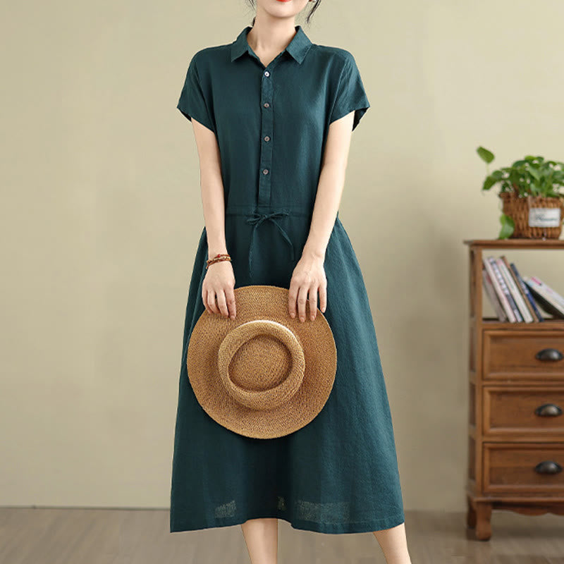 Breathable Cotton Linen Minimalist Grounding Midi Dress