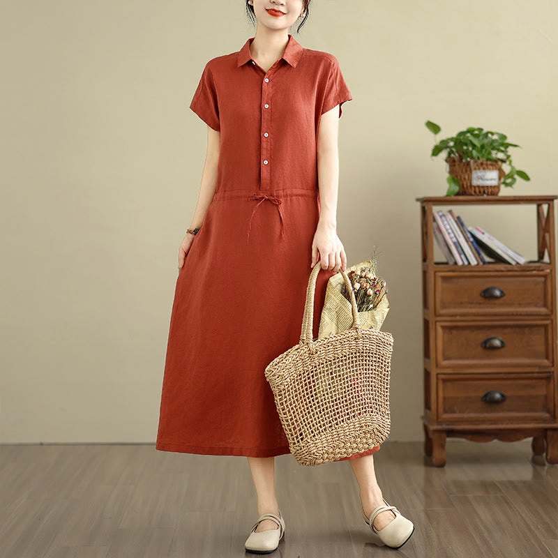 Breathable Cotton Linen Minimalist Grounding Midi Dress