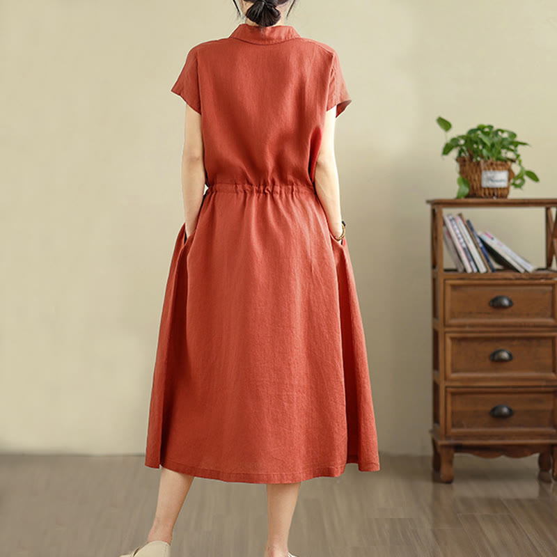 Breathable Cotton Linen Minimalist Grounding Midi Dress
