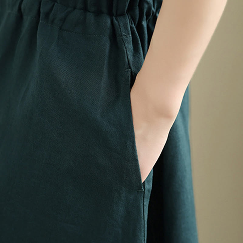 Breathable Cotton Linen Minimalist Grounding Midi Dress