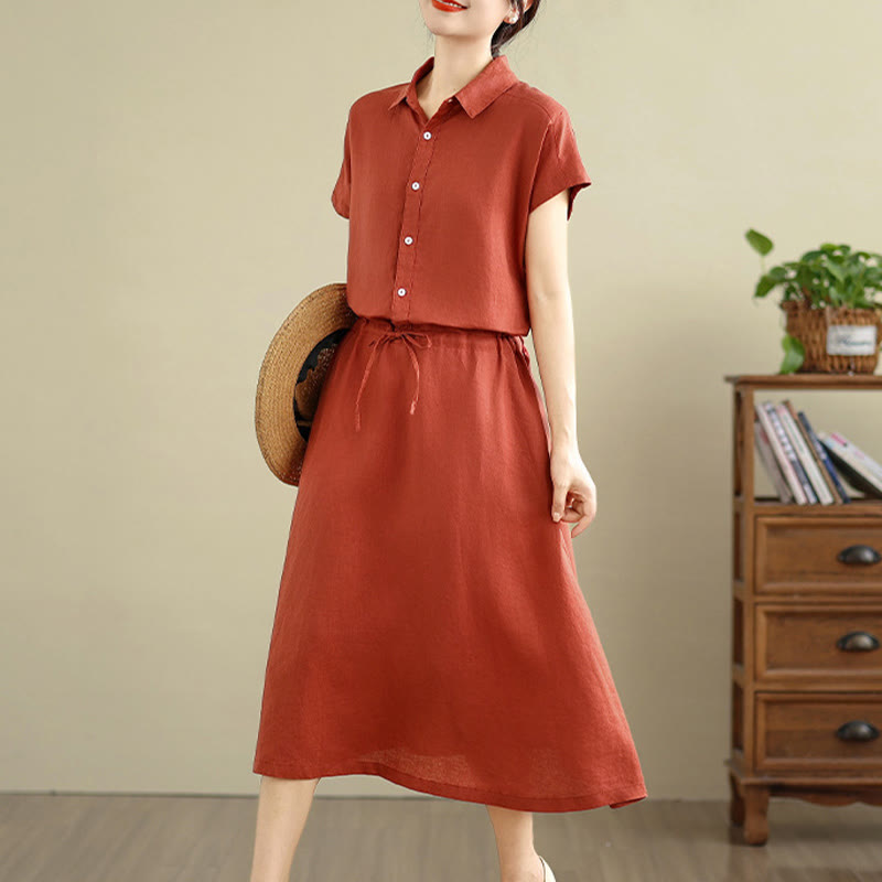 Breathable Cotton Linen Minimalist Grounding Midi Dress