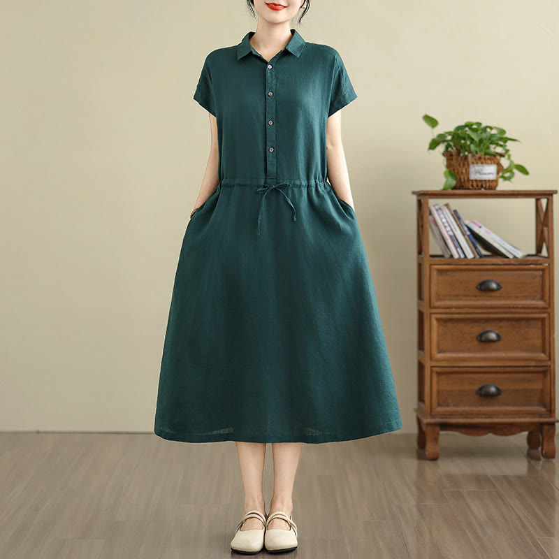 Breathable Cotton Linen Minimalist Grounding Midi Dress