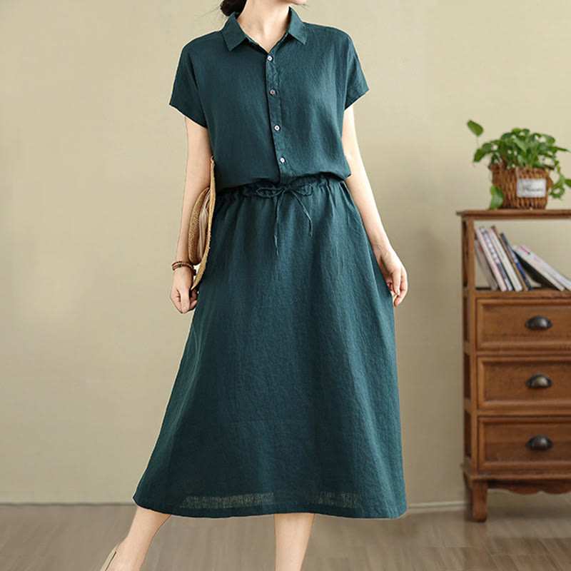 Breathable Cotton Linen Minimalist Grounding Midi Dress