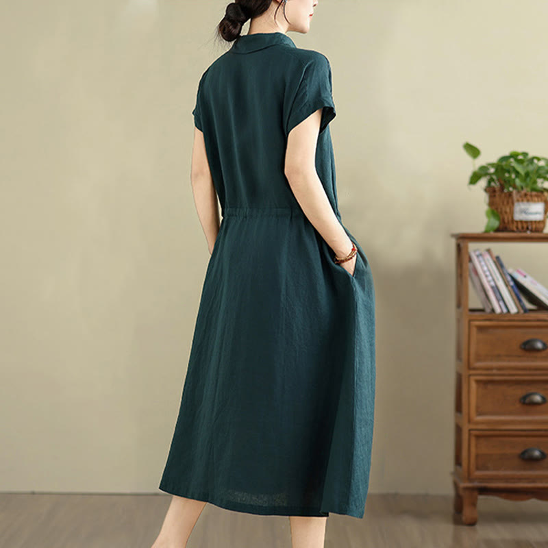Breathable Cotton Linen Minimalist Grounding Midi Dress