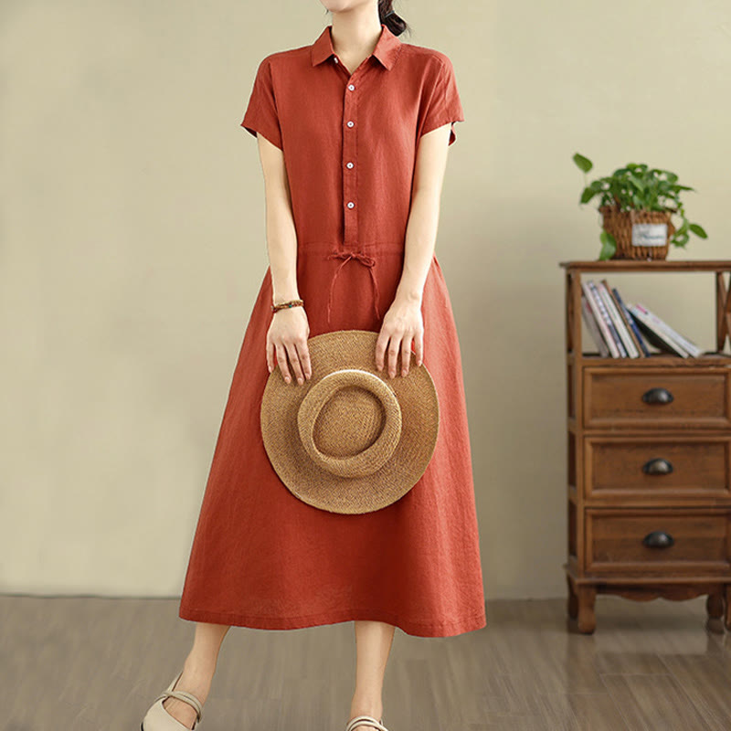 Breathable Cotton Linen Minimalist Grounding Midi Dress