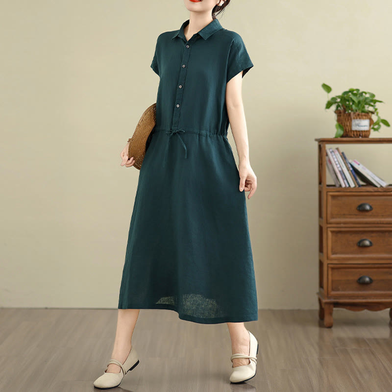 Breathable Cotton Linen Minimalist Grounding Midi Dress