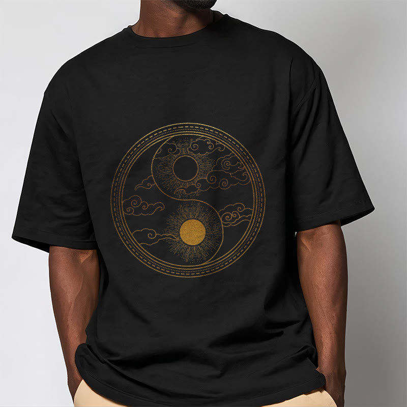 Yin Yang Sun Auspicious Clouds Tee T-shirt