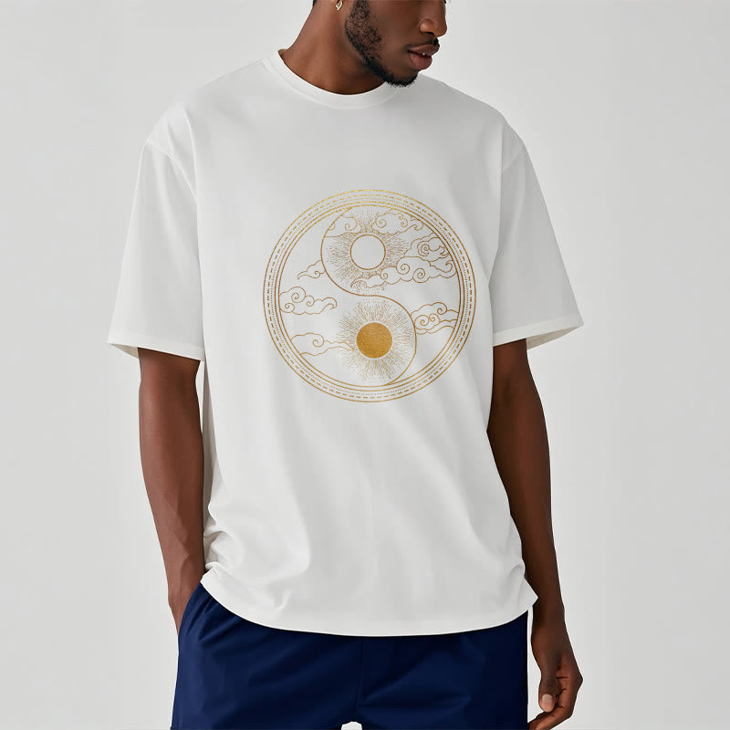Yin Yang Sun Auspicious Clouds Tee T-shirt