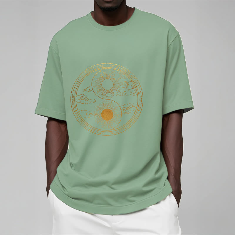 Yin Yang Sun Auspicious Clouds Tee T-shirt