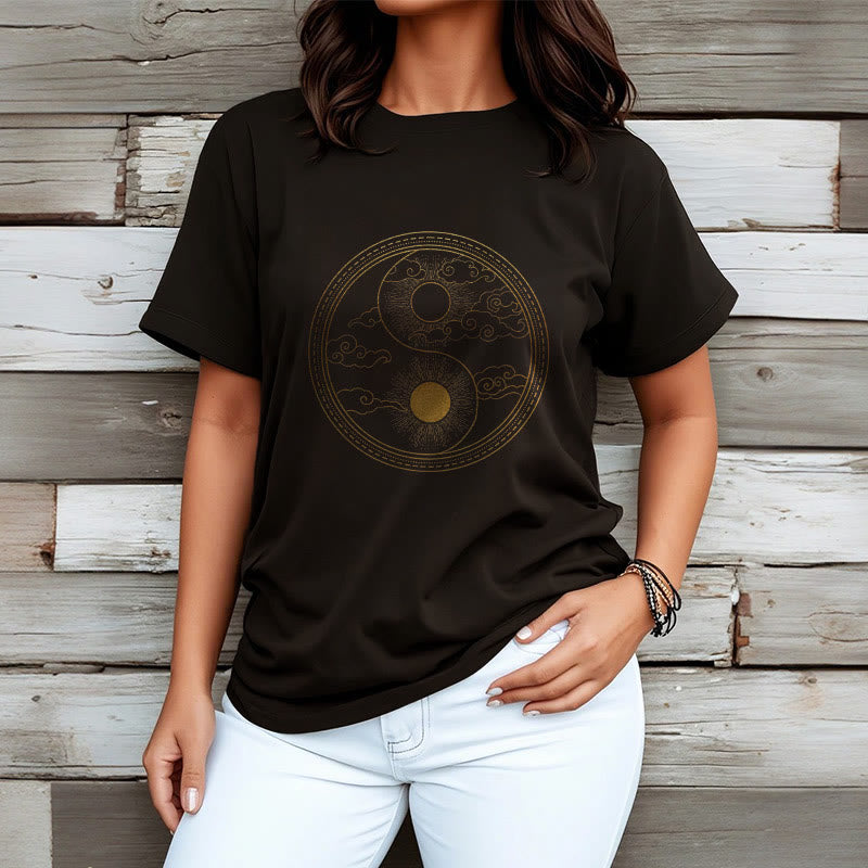 Yin Yang Sun Auspicious Clouds Tee T-shirt
